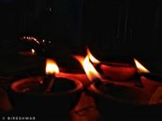 Fire Lights In Temple Of Assam
