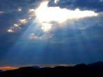 Sunrays At Sunset In The Mountains