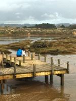 Two Friends On Salir Do Porto Boardwalk