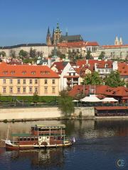Boat And Prague Skyline