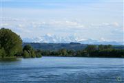 Danube River And Alps In The Background