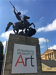 Philadelphia Museum Of Art Sign And Statue