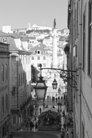 Rossio Square Statue Black And White