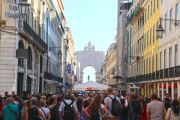 Vibrant Rua Augusta In Lisbon