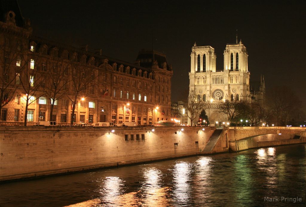 Notre Dame at Night While Cruising the Seine