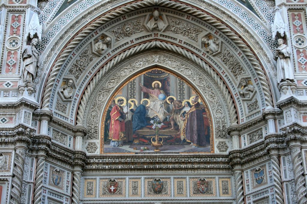 Painting Of Jesus Above Cathedral Door