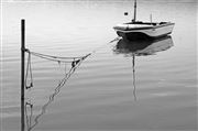 Black And White Tethered Boat