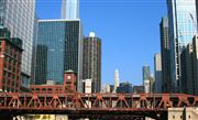 Chicago Buildings And Red Bridge