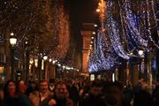 People On The Champs Elysees At Night