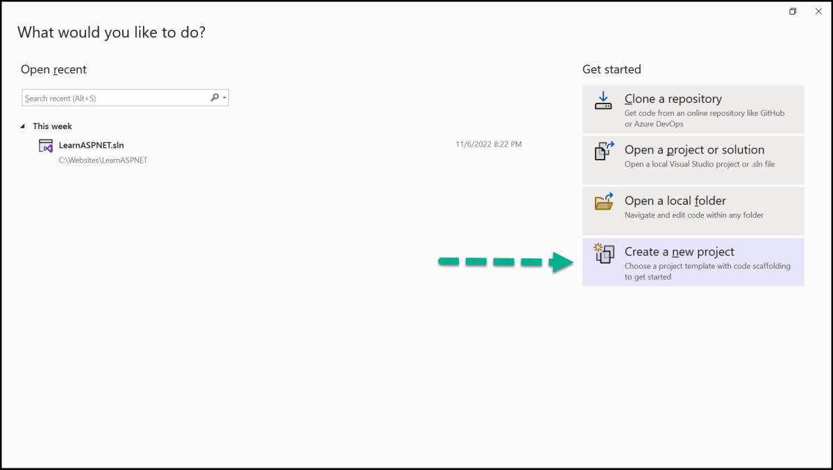 Create a New ASP.NET Core MVC Project