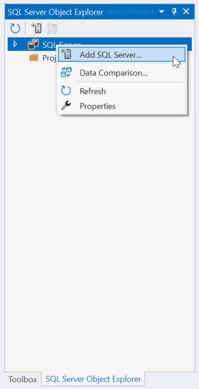 Rick-click on SQL Server Object