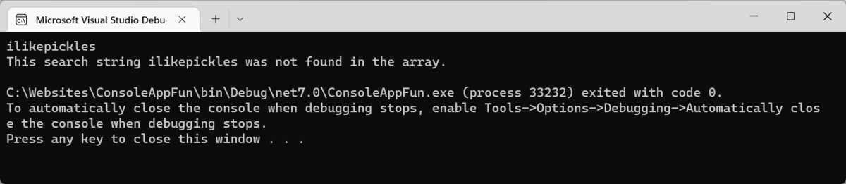 search not found in arraylist